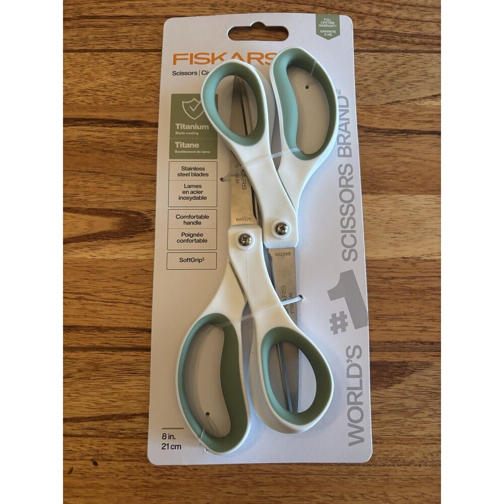 Fiskars 2pk Titanium Scissors SoftGrip White and Green